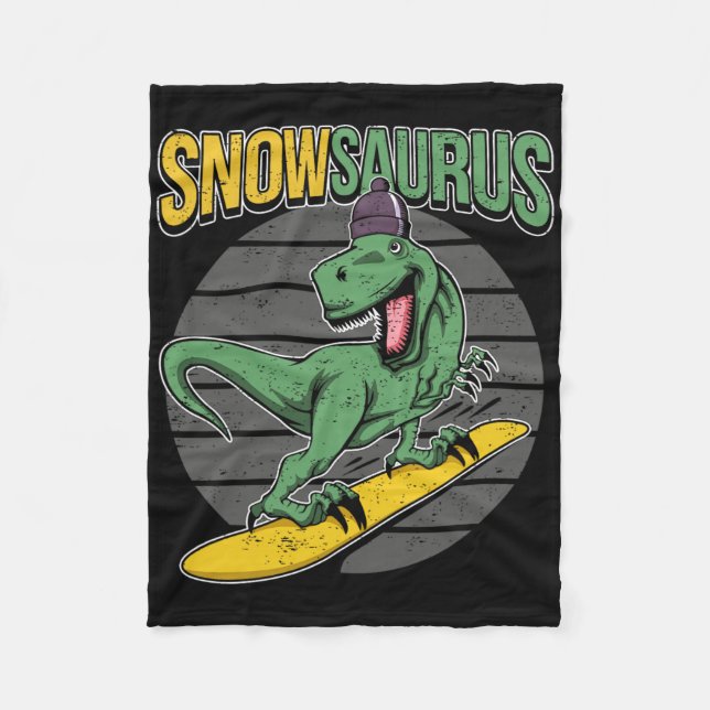 Manta Polar T-rex Esquiando Dinosaurio Snowboard  (Anverso)
