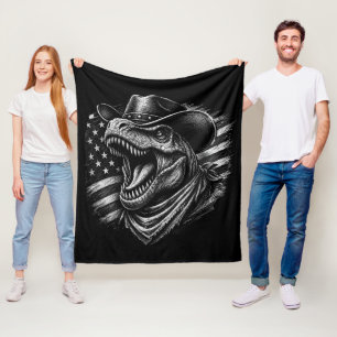 Manta Polar T-Rex Vaquero Patriótico Bandera Americana Dinosau