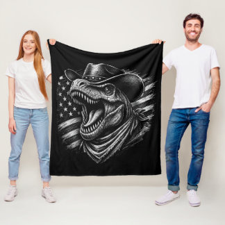 Manta Polar T-Rex Vaquero Patriótico Bandera Americana Dinosau