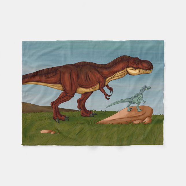 Manta Polar T-Rex y Velociraptor (Frente (Horizontal))