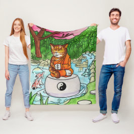 Manta Polar Tabby-Gato de Meditación Budista