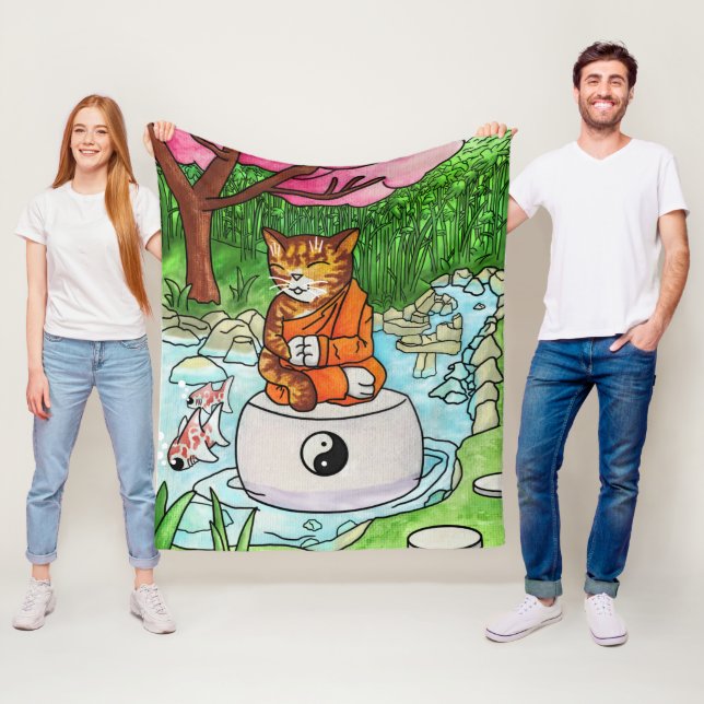 Manta Polar Tabby-Gato de Meditación Budista (In situ)