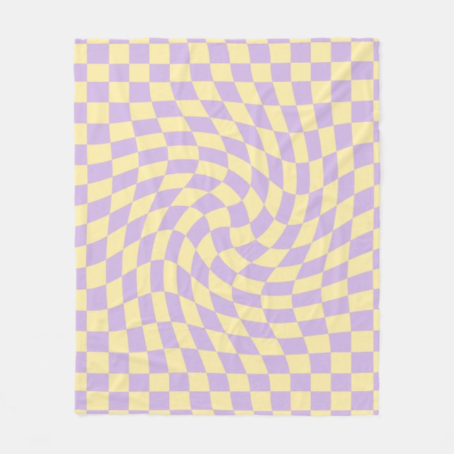 Manta Polar Tablero retro Lilac amarillo pasto retorcido (Anverso)