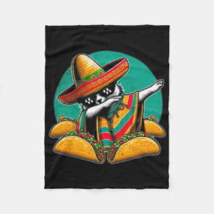 Manta Polar Tacos De Gato Dabbing Poncho Mexicano Sombrero Cin