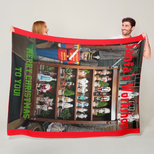 Manta Polar Taller de Santa Claus Nutcrackers Fleece Blanket (In situ)