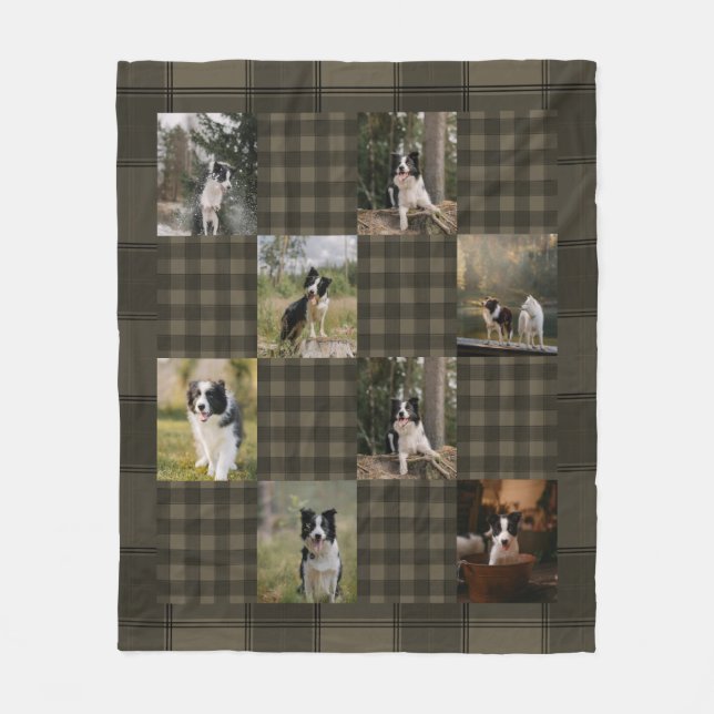 Manta Polar Tan and Brown Plaid 8 Photo Collage (Anverso)