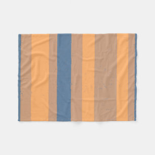 Manta Polar Tan Apricot Naranja Dusty Blue Fleced Stripes