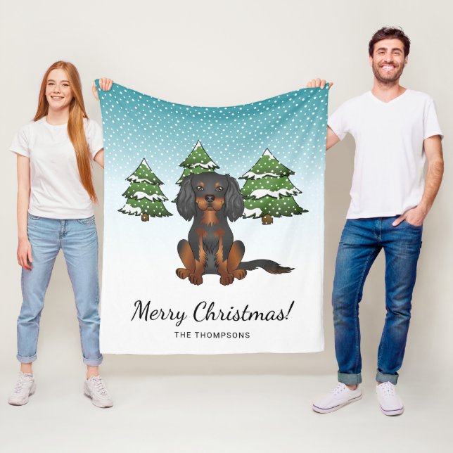 Manta Polar Tan Negro Cavalier Rey Charles Spaniel En Invierno (In situ)