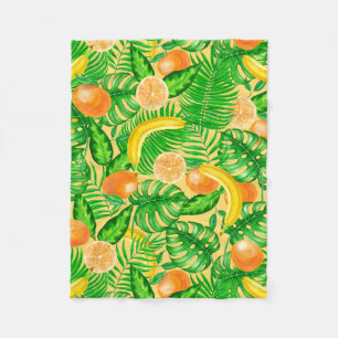 Manta Polar Tangerinas, plátanos y hojas tropicales