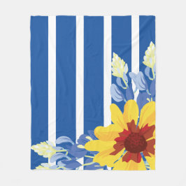 Manta Polar Tapa floral rayada con melena azul