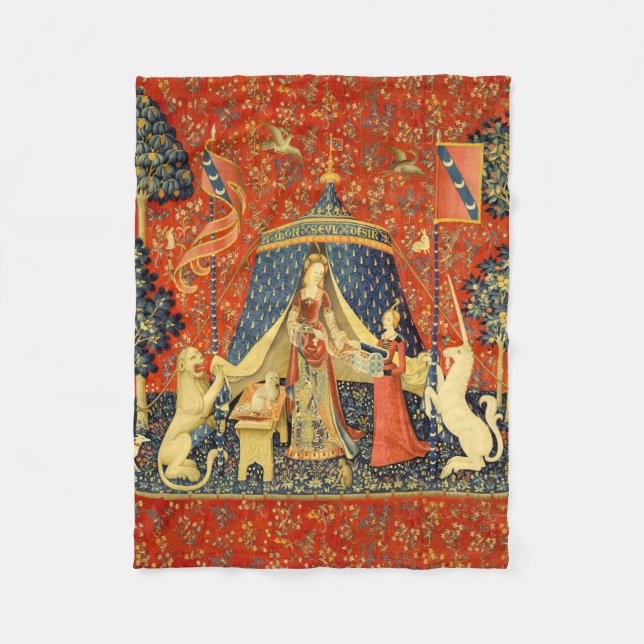 Manta Polar Tapestries de Unicorn Lady Legend Medieval (Anverso)