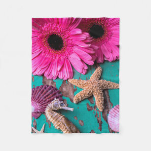 Manta Polar Tarimas y Seahorse rosados con las estrellas de