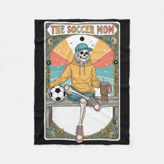 Manta Polar Tarjeta de Tarot de Mamá de Fútbol Esqueleto Café 
