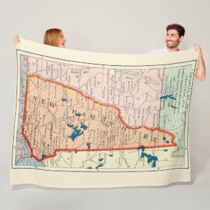 Manta Polar Tarjeta postal de mapa antiguo de New Hampshire