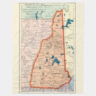 Manta Polar Tarjeta postal de mapa antiguo de New Hampshire