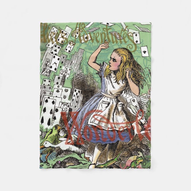 Manta Polar tarjetas alice conejo de sombrerero de wonderland (Anverso)