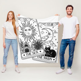 Manta Polar Tarjetas de tarot luna y sol