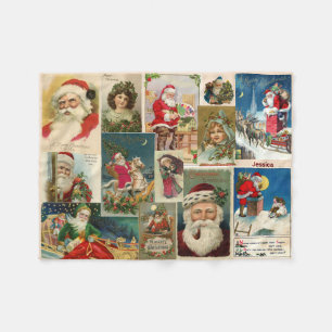 Manta Polar Tarjetas navideñas vintage Santa Claus Añadir nomb