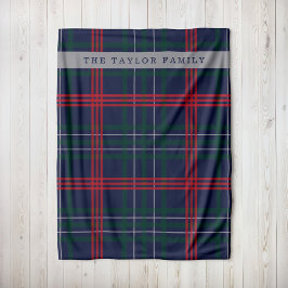 Manta Polar Tartan a Cuadros Rojo Verde Azul Marino Apellido d