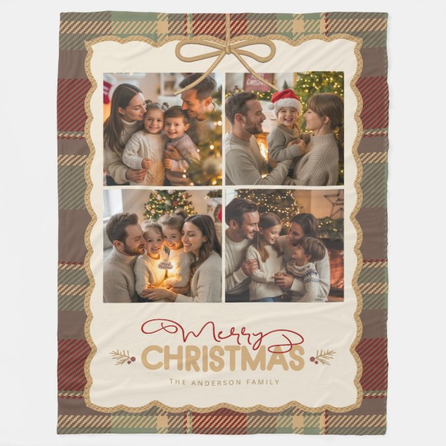 Manta Polar Tartan Border Christmas 4 Photo Template ID1141A (Anverso)