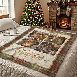 Manta Polar Tartan Border Christmas 4 Photo Template ID1141A