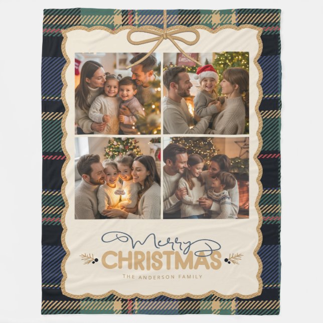 Manta Polar Tartan Border Christmas 4 Photo Template ID1141B (Anverso)