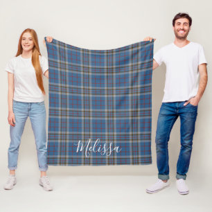 Manta Polar Tartan Clan Thompson Planteó Blue Gray Check