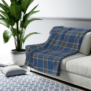 Manta Polar Tartan Clan Thompson Planteó Blue Gray Check