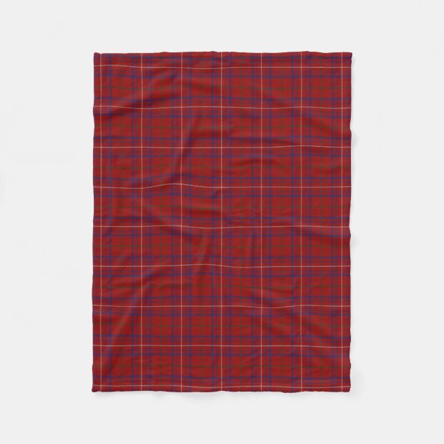 Manta Polar Tartán clásico rojo moderno subió clan escocés (Anverso)