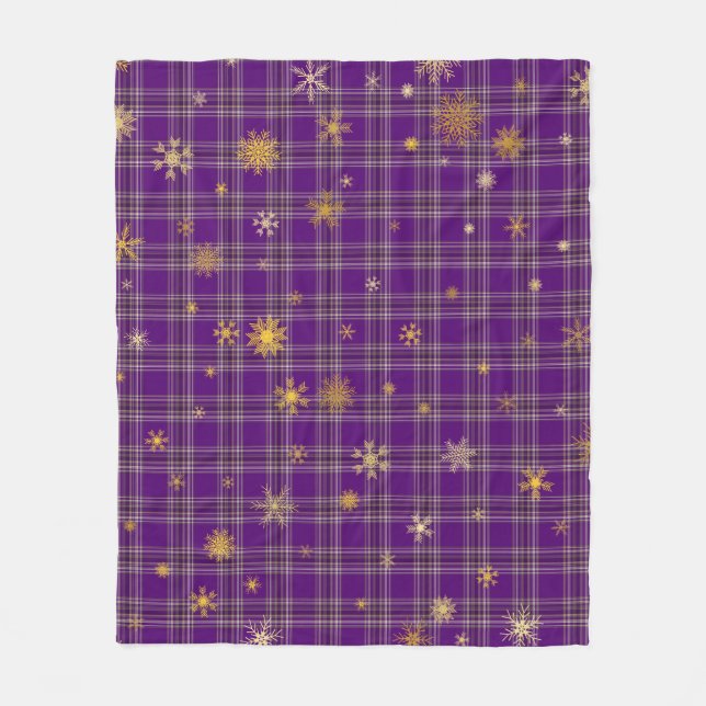 Manta Polar Tartán de invierno dorado (Anverso)