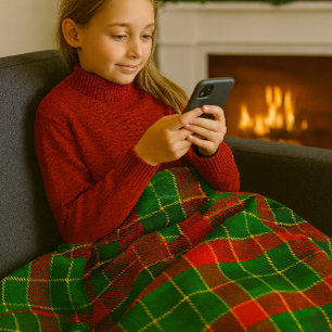 Manta Polar Tartan Navideño Acogedor en Rojo y Verde