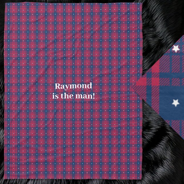 Manta Polar Tartán - Patriótico - Estrellas blancas rojas (Tartan - Patriotic - Red Blue White Stars Fleece Blanket by Leapfroglisics Shop)