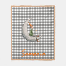 Manta Polar Tartan plaid christmas elf grey white name