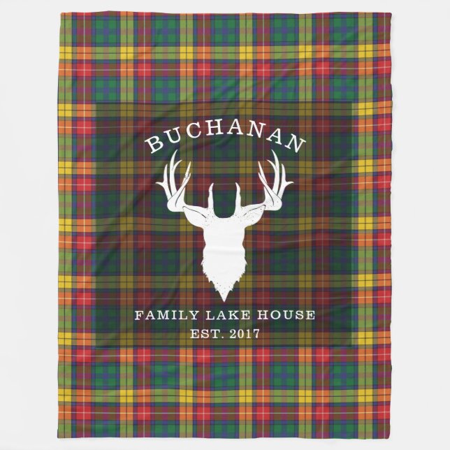 Manta Polar Tartan Plaid Clan Buchanan Familia Nombre Lake Hou (Anverso)