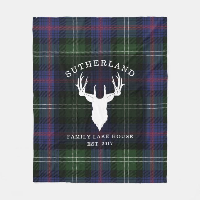 Manta Polar Tartan Plaid Clan Sutherland Family Lake House (Anverso)