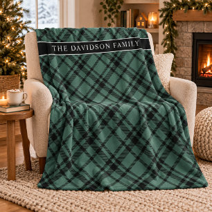Manta Polar Tartan Plaid Verde Cazador Nombre de Familia