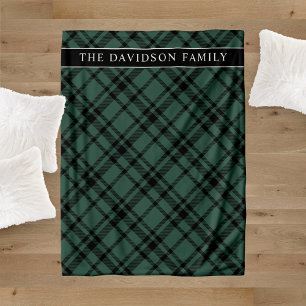 Manta Polar Tartan Plaid Verde Cazador Nombre de Familia