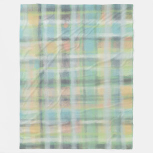 Manta Polar Tartán platillo moderno amarillo pastel gris azul
