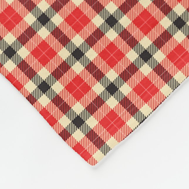 Manta Polar Tartán rojo y negro Funda Fleece Blanket (Esquina)