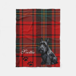 Manta Polar Tartan Terrier Escocés (Scotty). Editable