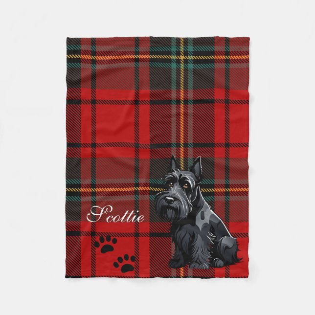 Manta Polar Tartan Terrier Escocés (Scotty). Editable (Anverso)
