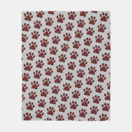 Manta Polar Tartán Tirar Impresiones De Paw En Gris