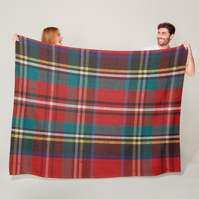 Manta Polar Tartán verde amarillo rojo blanco (In situ)