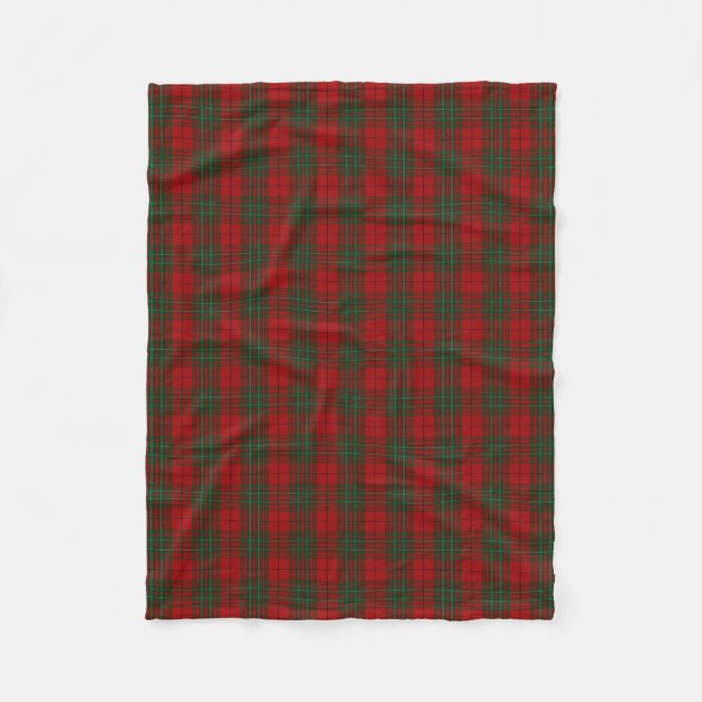 Manta Polar Tartán verde rojo del clan de los Cummings (Anverso)