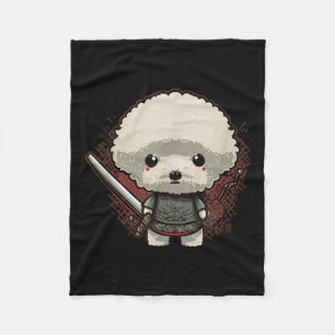 Manta Polar Tatuaje de perro samurai japonés, Kawaii Ninja vin