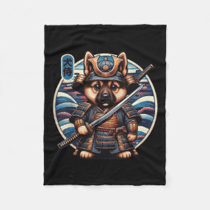 Manta Polar Tatuaje de perro samurai japonés, pastor alemán Ka
