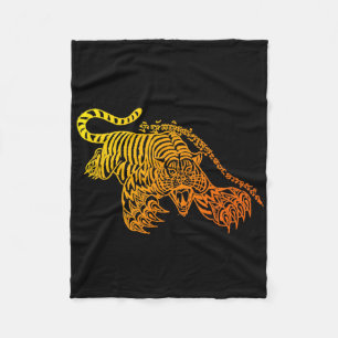 Manta Polar Tatuaje Sak Yant Muay Thai Tigre Valiente Kickboxi