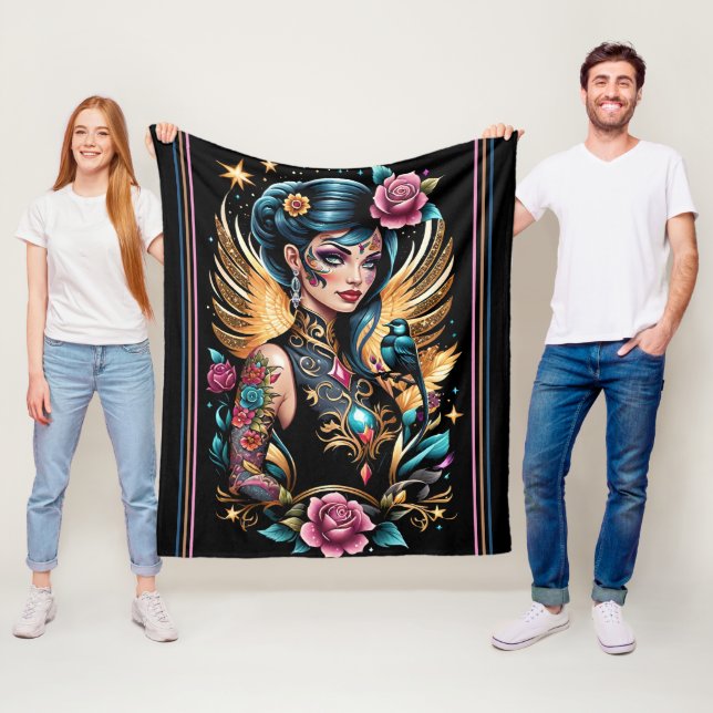 Manta Polar Tatuajes Y Rosas 2 (In situ)