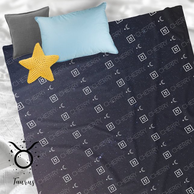 Manta Polar Taurus Zodiac Nombre Rótulo Constelación Astrologí (Taurus Zodiac Sign Symbol Personalized Repeating Name Seamless Pattern Stars Night Sky Moon   
)