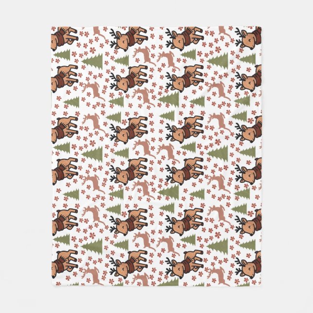 Manta Polar Taza floral linda de reno (Anverso)